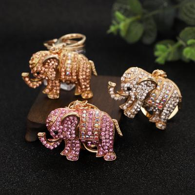 China Gold Plated Metal Elephant Shaped Car Key Chain Crystal Rhinestone Pendant Keychain For Women for sale