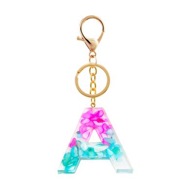 China Resin Acrylic Rubber Crystal Letters Jewelry Accessories Metal Fashion Drip Charm Keychains Key Chain for sale