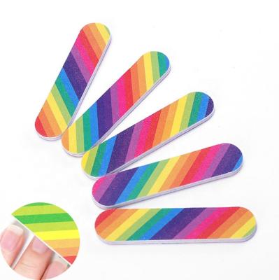 China Nail Art Wholesale Double Rainbow Mini Nail Care Tools High Quality Wear Resistant Nail File Polishing for sale