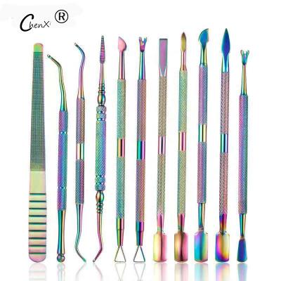 China Full Titanium Coating Nail Remover ChenXI Tools Push Steel Plier To Remove Skin Cleaning Knife Nail Folder Dead Nail Flying for sale