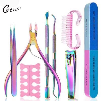 China ChenXi 8PCS/Tool Set Cuticle Nipper Eye Tweezer Finger Splitter Finger Splitter Nail Folder Nail Beauty Tool Kit for sale