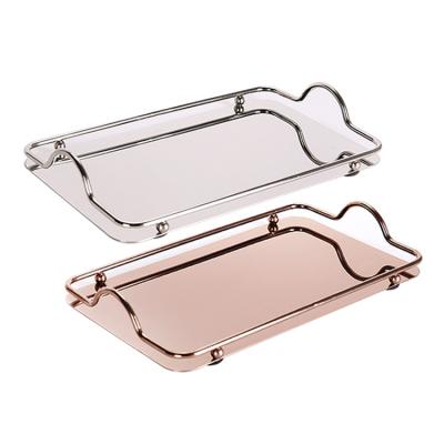 China Wholesale Custom Nordic Modern Luxury Gold Stainless Steel Hotel Home Restaurant Decorative Serving Trays With Handles for sale