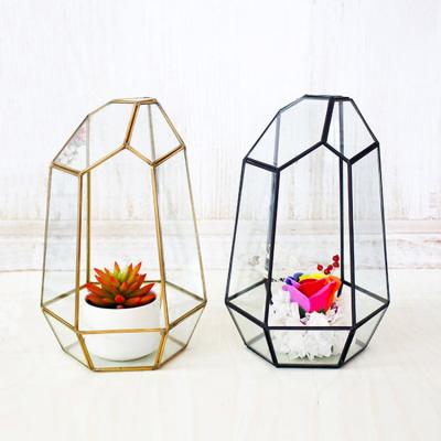 China Factory Wholesale High Quality Gold Minimalist Custom Large Hanging Geometric Glass Mini Greenhouse For Home Decor for sale