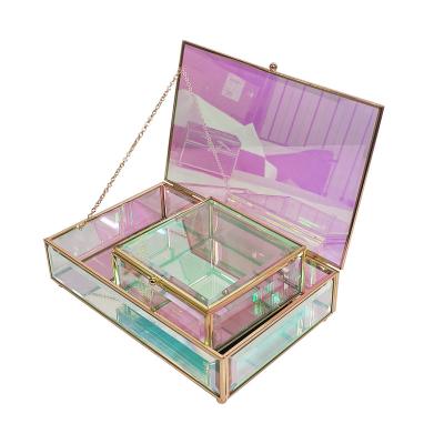 China Custom New Design Luxury Clear Glass Jewelery Storage Jewelry Box For Home Decor for sale