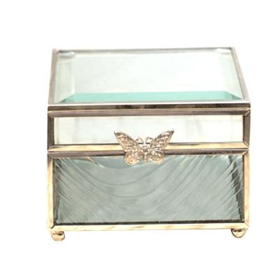 China Wholesale Custom Luxury Gold Metal Glass Jewelry Box Makeup Organizer Cosmetic Storage for sale