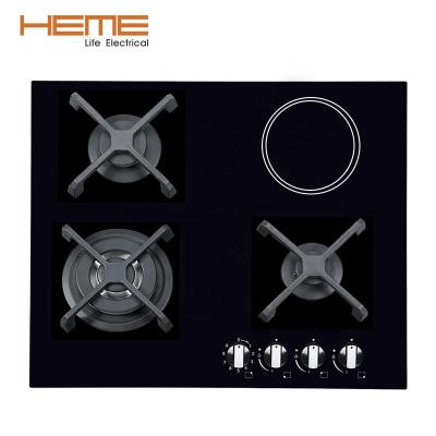 China Household Cooktop Multiple Black Ceramic Glass Gas + Ceramic Hob / Electric Gas Hob for sale