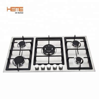 China Household 304# Stainless Steel 5 Burners Gas Stove Hob 90cm Gas Cooker With CE Certificate for sale