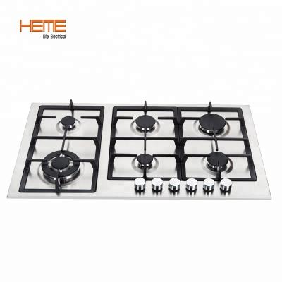 China Durable household cast iron pan backup battery ignition 6 burner built in gas cooktop for sale