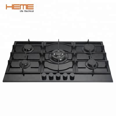 China Household 5 Burner Tempered Glass Gas Cooker Stove 90 cm Kitchen Appliances Built in Gas Hob with ETL Certificate for sale