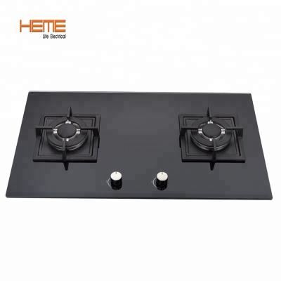 China Hot Sale Household Kitchen Appliances 2 Burner Black Tempered Glass Built In Gas Cooktop for sale