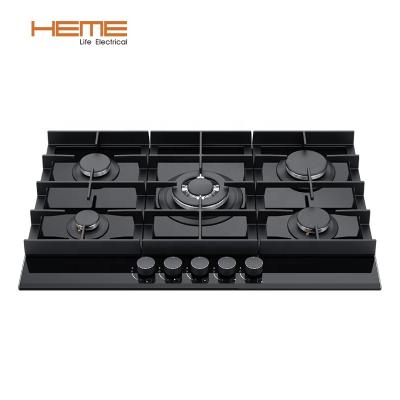 China Household Family Kitchen Appliances 5 Burner Gas Cooktop Workbench in Tempered Glass Gas Cooktop for sale