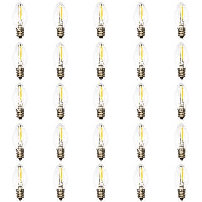 China Xmas String Guanyi Christmas Lighting Replacement LED Filament Light Smooth Clear Bulbs E12 C7 for sale