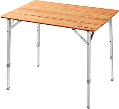 China Modern Bamboo Portable Folding Table Picnic Camping Table With Carry Bag 4 Times Heavy Duty Adjustable Height Aluminum Frame Table for sale