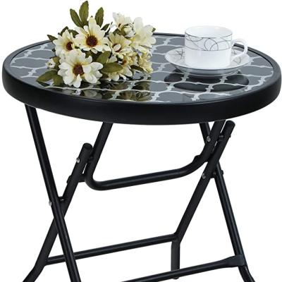 China Jazeel Modern Original Design Folding Side Table Coffee Table, Outdoor Garden Table, Small Round Patio Table - Black for sale