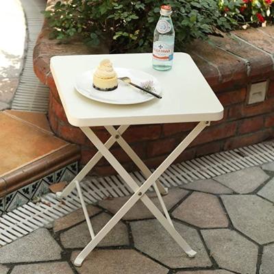 China Jazeel Modern Small Metal Square End Folding Side Snack Table for Outdoor Patio, Sofa, Living Room, Office - White for sale