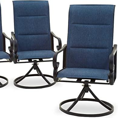 China Modern Patio Festival Patio Dining Chairs Set 4 Piece High Outdoor Back Swivel Rockers With All Weather Frame (Blue) for sale