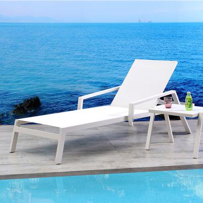 China Modern Outdoor Teslin Outdoor Aluminum Mesh Armrest Aluminum Mesh Armrest Reclining Chair Leisure Pool Beach Hotel Lying Tube Hotel Bed for sale