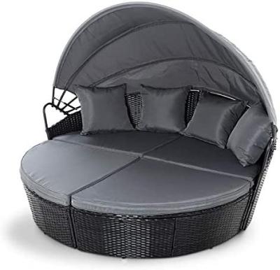 China Modern Outdoor Day Bed Garden Furniture Set with Canopy - Black (Black) for sale