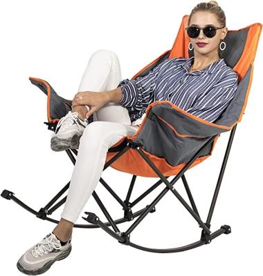 China Jazeel Contemporary Camping Rocking Chair, Luxury Padded Recliner, Oversized Folding Lawn with Pocket, Heavy Duty for Picnic/Lounge for sale