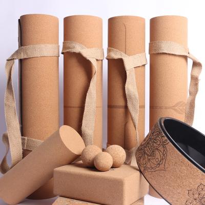 China Natural eco-friendly biodegradable organic cork+tpe cork yoga mat for sale