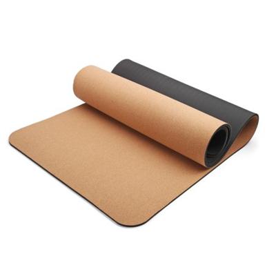 China Nature high quality natural turquoise fitness cork+tpe band yoga mat self closing self wrap for sale