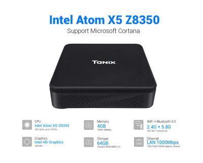 China TANIX Fanless PC Intel Atom x5-Z8350 Mini Desktop 4GB DDR3/64GB eMMC eMMC, 2.4/5G Band WiFi 1000M LAN BT 4.2 HD VGA No Monitor for sale