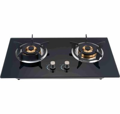 China LPG 2 Burner Built-in Household Table Top Tempered Glass Automatic Gas Stove for sale