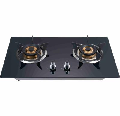 China Table top tempered glass lpg 2 burner ceramic / glass built-in gas cooker for sale