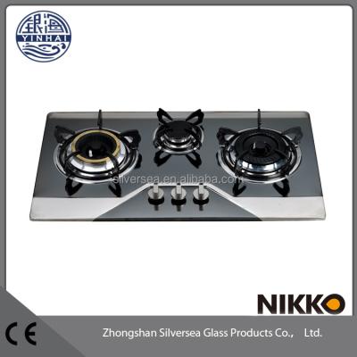 China Restaurant Equipment Table Top 3 Burners Industrial Gas Stove Ceramic / Glass Knob for sale