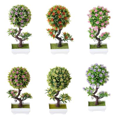 China Hot Sales Fashional Artificial Flowers Faux Flower Plant Ball Shape Plum Blossom Plastic Patio Yard Simulated Flower Pot For Shelf Stand for sale