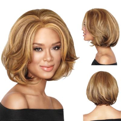 China Other Real Straight Human Hair Bob Wig 100% Lace Front Wig Hair Brown Mixed Brazilian Natural Blonde Remy Color Short 16 Inch Wholesale for sale