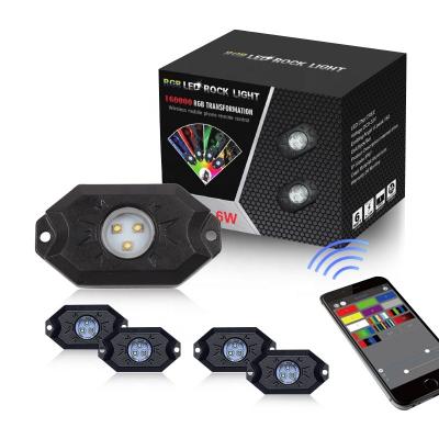 China App Control RGB 8 Pod Offroad 4 Pod Led Pure White RGBW Rock Light 8 Pods Underglow Decking Lights Offroad Underbody Lighting RGB for sale