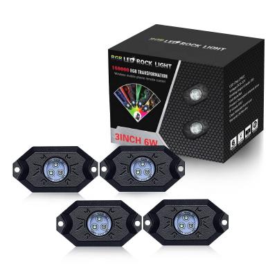 China 1 Offroad With Blue-tooth / 4 Pods App Controlled 36w Rgbw Car Led Rock Lights Kit With Multicolor And 121 Lighting Modes And Music Mode for sale