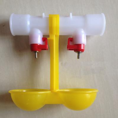 China Automatic Automatic Chicken Feeder Poultry Farming Equipment Waterer Drinking Double Nipple Drinker Hanging Water Cup for sale