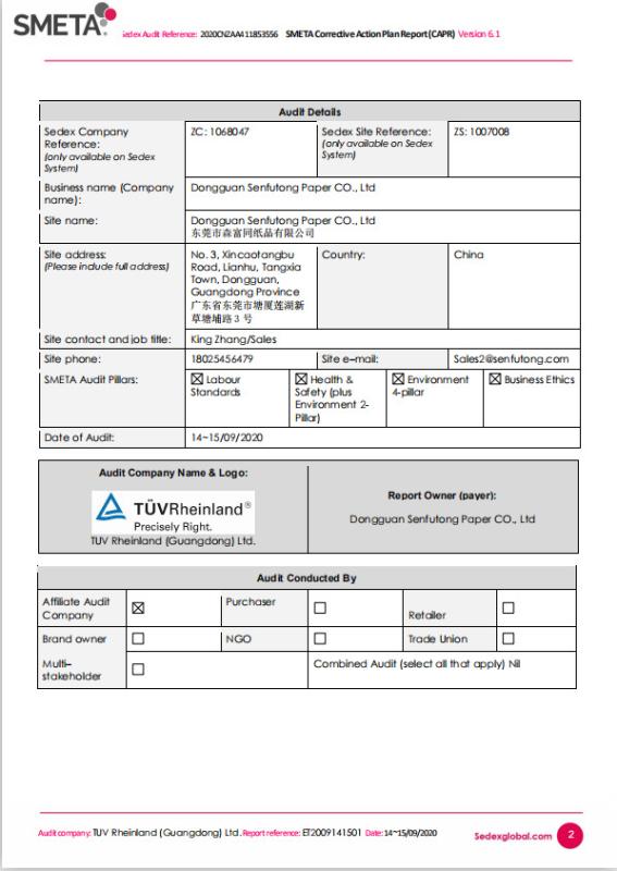 sedex - Shenzhen Senfutong Paper Limited