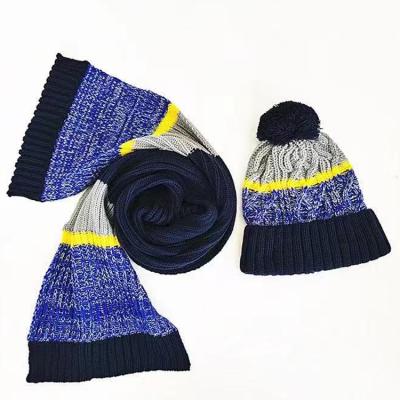 China Wholesale Promotional Long Men's Winter Hat Set Kids Pom Pom Beanie Hat And Scarf Set for sale