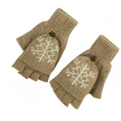 China Wholesale Long Knit Scarf Women's Snowflake Flip Top Mitt Glove for sale