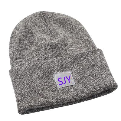 China JOINT Fashion Patch Winter Hats Custom Woven Beanie Hat Wholesale Custom Knit 100%acrylic beanie hat for sale