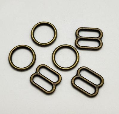 China Bronze Underwear Bra Hook 9 Shape For Underwear Adjusted Strap Custom Alloy Ring Slider for sale