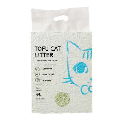 China Natural Plant Sustainable Easy Cleaning Eco - Friendly Band Form Clumping Flushable Tofu Cat Litter for sale