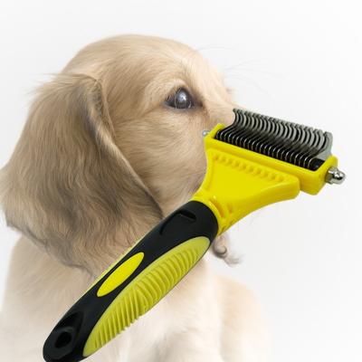 China Wholesale Viable Stainless Steel Pet Grooming Massage Brush Open Bilateral Knife Blades Hair Removal Dog Comb for sale