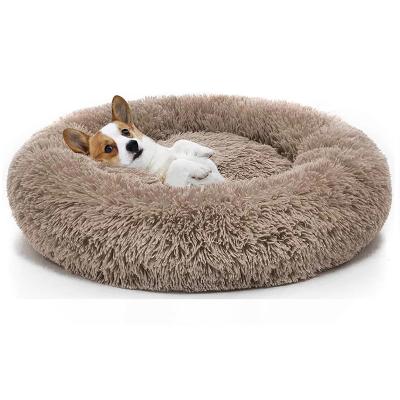 China Travel Washable Dog Beds Cat Pet Puppy Plush Round Cushion Cuddler Dog Donut Ultra Soft Luxury Pet Bed for sale