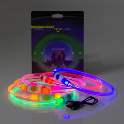 China Amazon Safety USB Rechargeable Flashing Light Collar Pet Lights Led Warning Light Glowing Dog Collar for sale