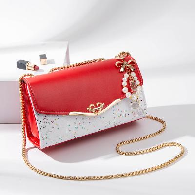 China Fashion 2023 laxury handbags womens messenger bags small pu leather designer ladies cross - body chain bag for sale