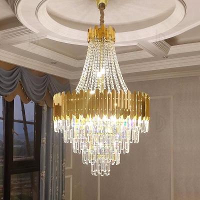 China E12 Rustproof Modern Crystal Lobby Chandelier Brushed Gold Dining Room Chandelier ISO9001 for sale