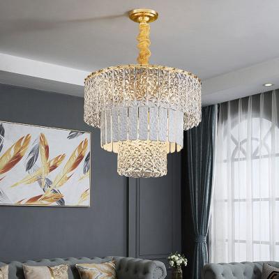 China Procesos modernos triangulares tricolores de Crystal Chandelier Gold Finish Multiple en venta