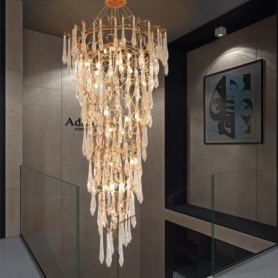 China Crystal Living Room Lobby Chandeliers Modern Luxury Foyer Round Hanging Light for sale