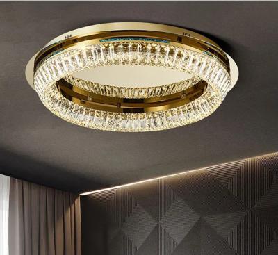 China 45W 75W 135W Circular Crystal High Ceilings Chandeliers Light Crystal Round Lamp for sale