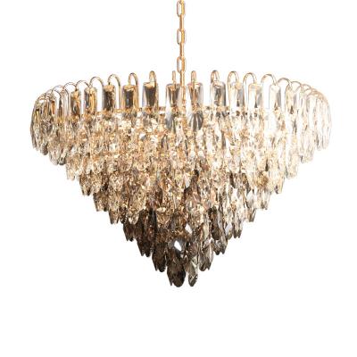 China Smoky Diamond Shaped Crystal Chandelier Ceiling Light E14 High Brightness for sale