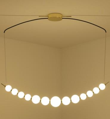 China Linear Glass Pendant Lamps 32W 3000K Warm Light White Glass Ball Custom Pendant Light for sale